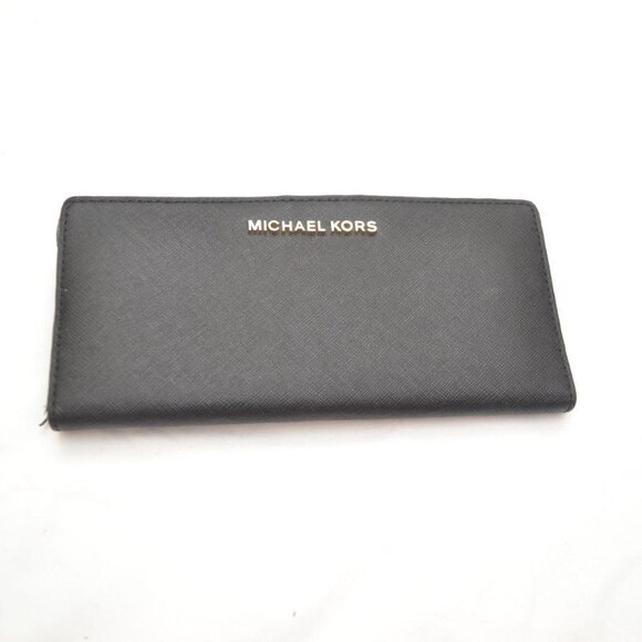 Michael Kors Women's Black Leather Bifold Long Wallet Pre Owned - Picture 1 of 4